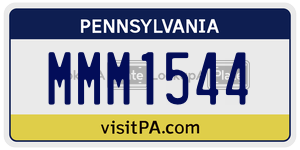 MMM1544 license plate in Pennsylvania