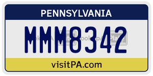 MMM8342  license plate in PA