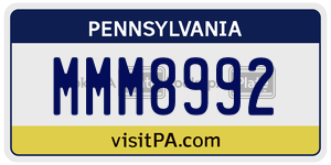 MMM8992  license plate in PA