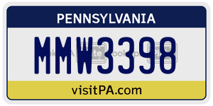 MMW3398 license plate in Pennsylvania