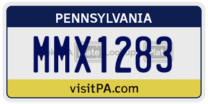 MMX1283 license plate in Pennsylvania