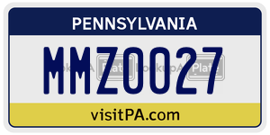MMZ0027 license plate in Pennsylvania