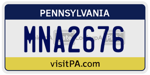MNA2676 license plate in Pennsylvania