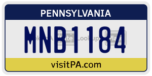 MNB1184 license plate in Pennsylvania