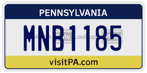 MNB1185 license plate in Pennsylvania