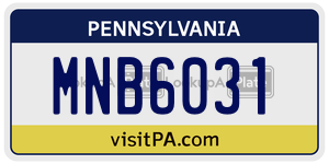 MNB6031 license plate in Pennsylvania