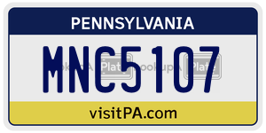 MNC5107 license plate in Pennsylvania