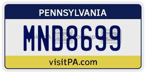 MND8699 license plate in Pennsylvania