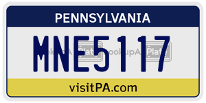 MNE5117 license plate in Pennsylvania
