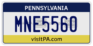 MNE5560 license plate in Pennsylvania