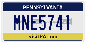 MNE5741 license plate in Pennsylvania