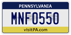 MNF0550  license plate in PA