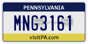 MNG3161 license plate in Pennsylvania