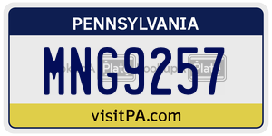 MNG9257  license plate in PA
