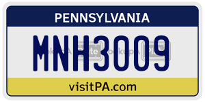 MNH3009 license plate in Pennsylvania
