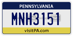MNH3151 license plate in Pennsylvania