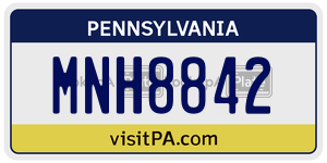 MNH8842 license plate in Pennsylvania