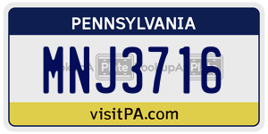 MNJ3716 license plate in Pennsylvania