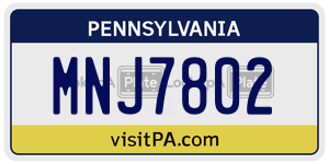 MNJ7802  license plate in PA