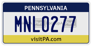 MNL0277 license plate in Pennsylvania