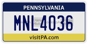 MNL4036 license plate in Pennsylvania