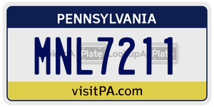 MNL7211  license plate in PA