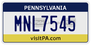 MNL7545 license plate in Pennsylvania