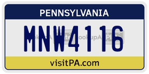 MNW4116  license plate in PA