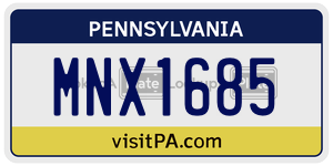 MNX1685  license plate in PA