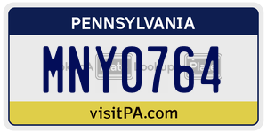 MNY0764 license plate in Pennsylvania