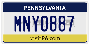 MNY0887 license plate in Pennsylvania
