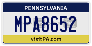 MPA8652 license plate in Pennsylvania