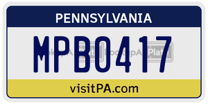 MPB0417  license plate in PA