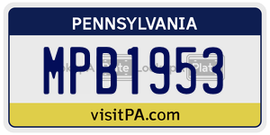 MPB1953  license plate in PA