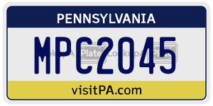 MPC2045 license plate in Pennsylvania