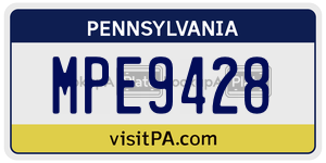 MPE9428 license plate in Pennsylvania