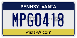 MPG0418 license plate in Pennsylvania