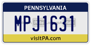 MPJ1631 license plate in Pennsylvania