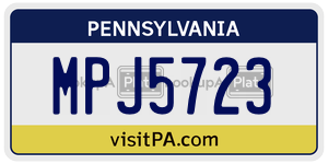 MPJ5723 license plate in Pennsylvania