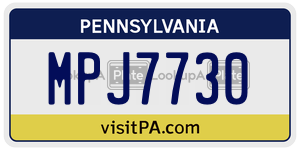 MPJ7730  license plate in PA