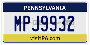 MPJ9932  license plate in PA