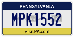 MPK1552  license plate in PA