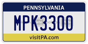 MPK3300  license plate in PA