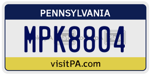 MPK8804  license plate in PA