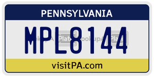 MPL8144 license plate in Pennsylvania