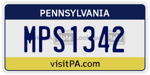MPS1342 license plate in Pennsylvania