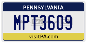 MPT3609 license plate in Pennsylvania