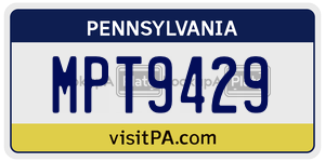 MPT9429 license plate in Pennsylvania