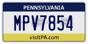 MPV7854 license plate in Pennsylvania