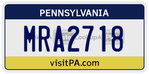 MRA2718 license plate in Pennsylvania